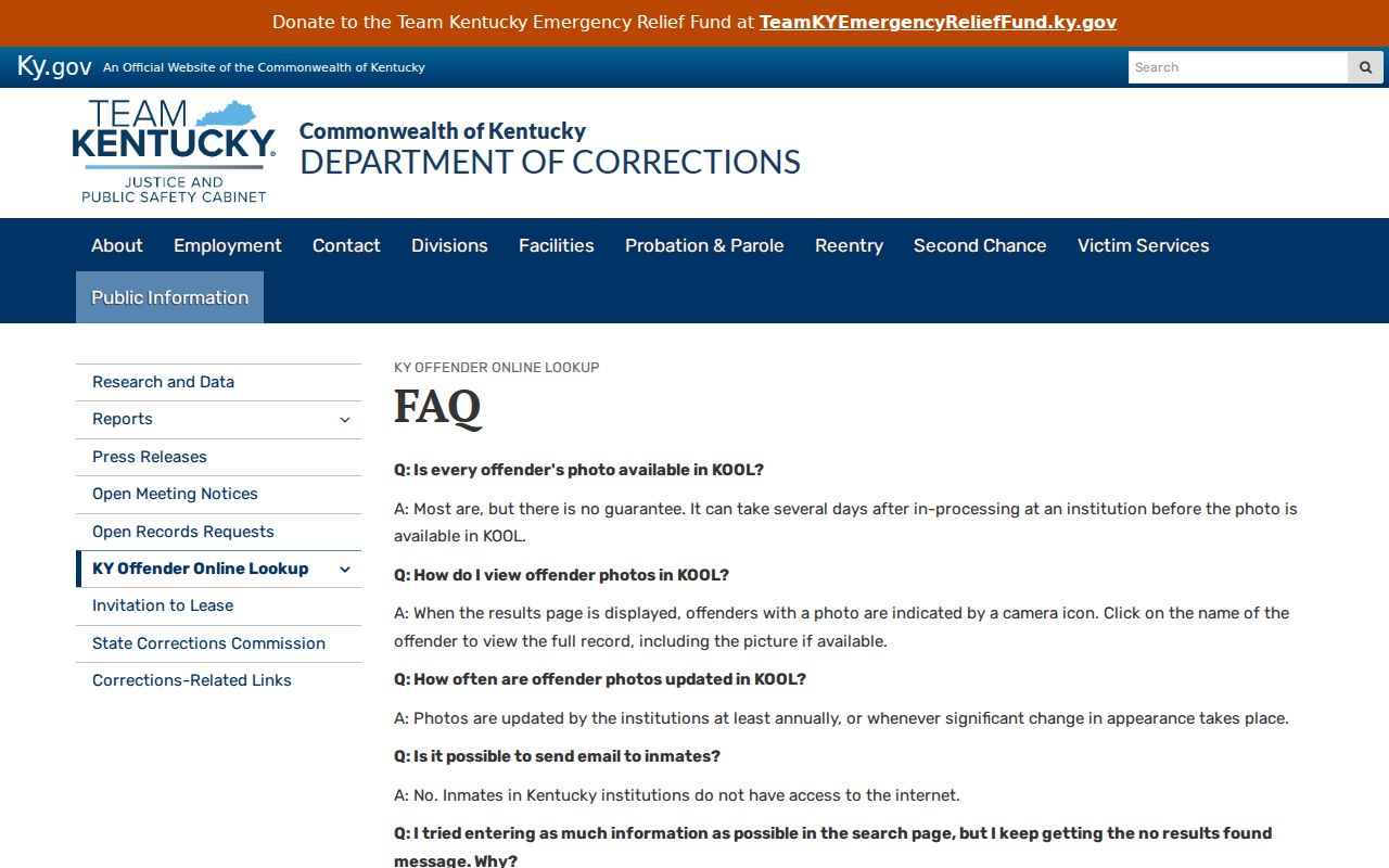 KOOL guidance for Webster County arrest and correctional searches