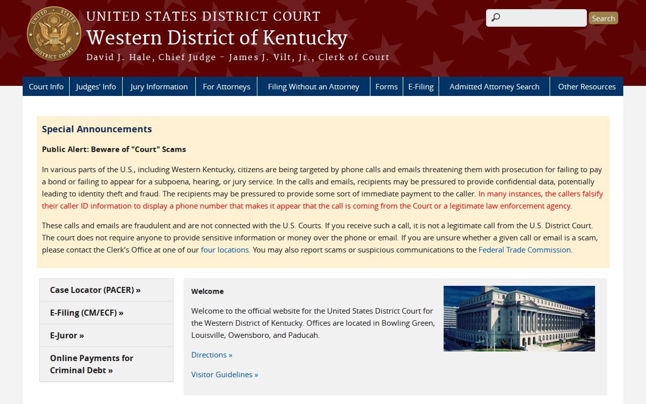 Western District federal criminal court information for Webster County