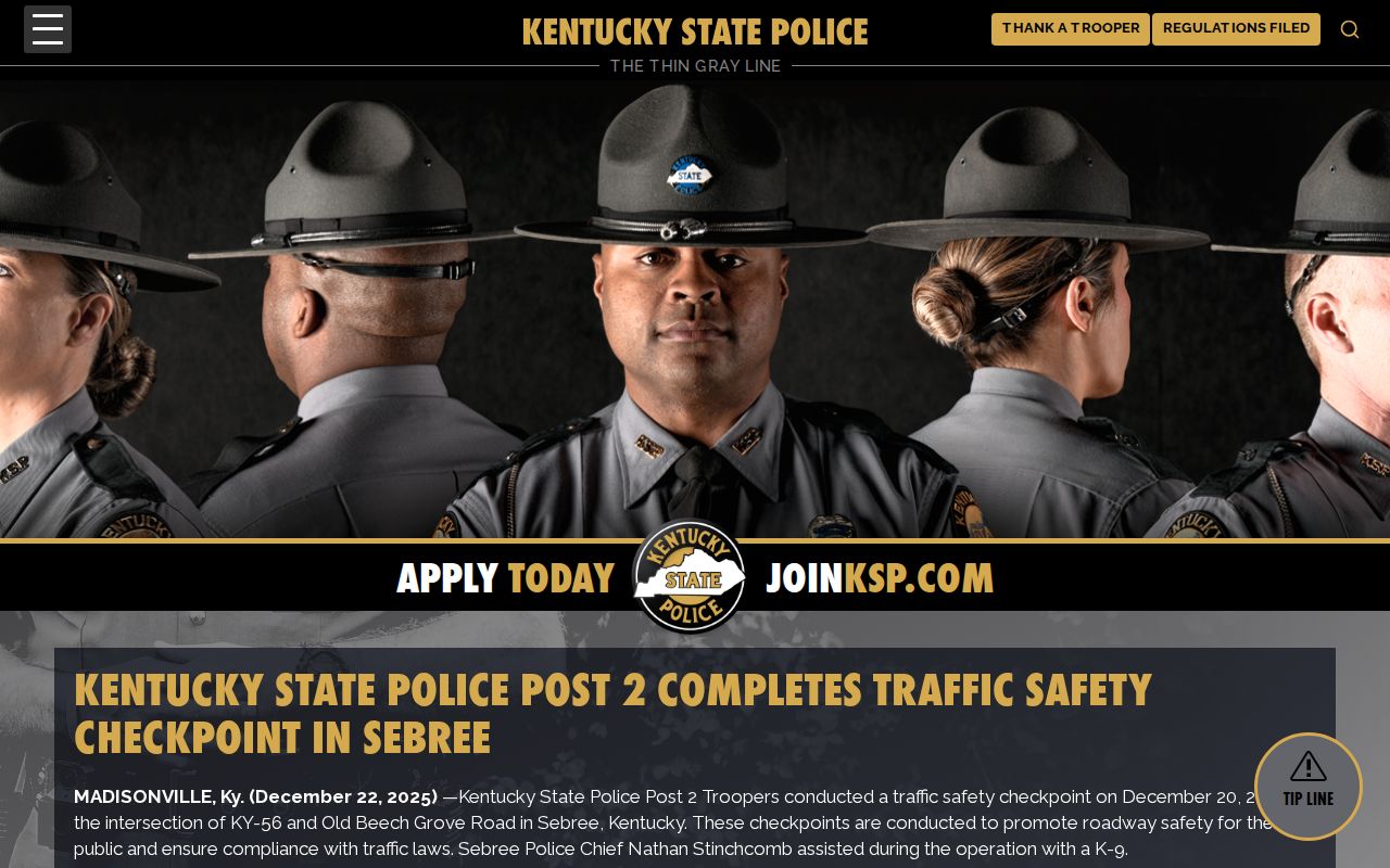 Sebree arrest records source from the 2025 KSP checkpoint release
