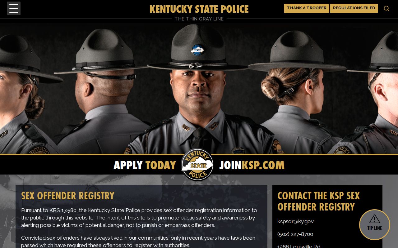 KSP information for a Webster County sex offender search