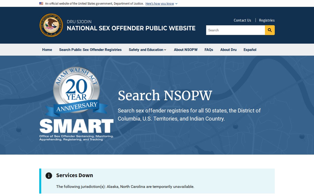 National search option for Webster County sex offender records