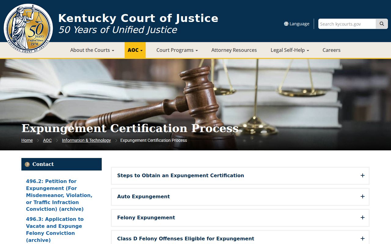 Webster County criminal record expungement process in Kentucky