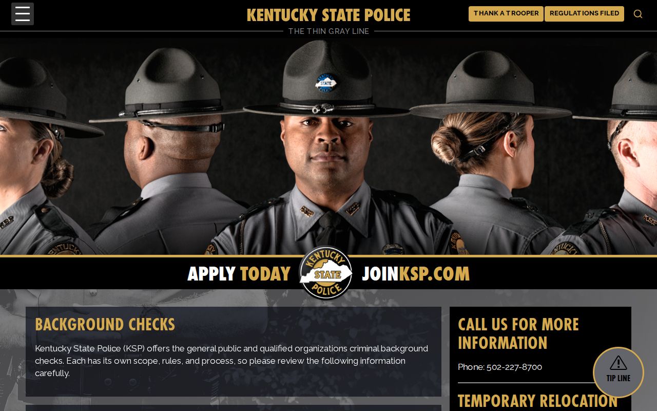 Webster County criminal history options from Kentucky State Police