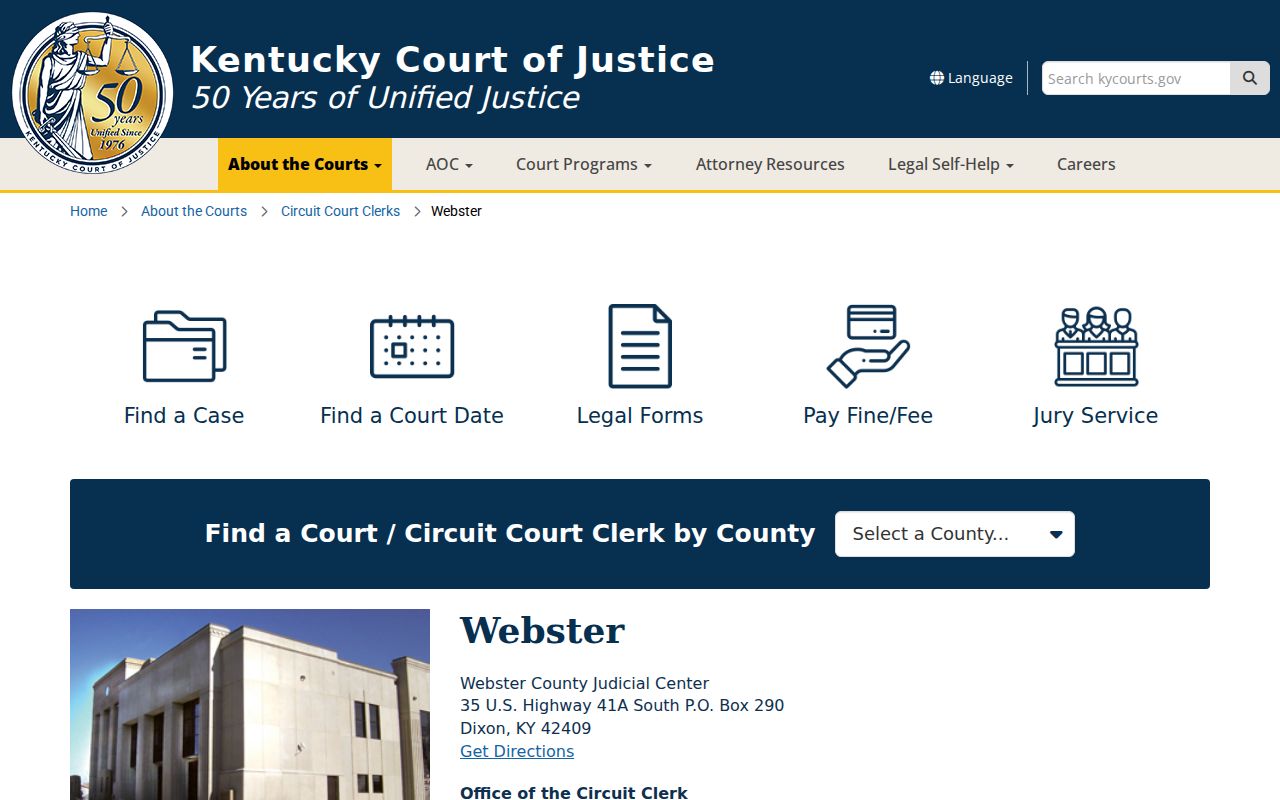 Webster County criminal records Judicial Center information